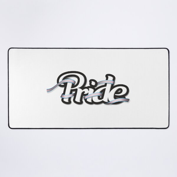 Item preview, Transgender pride flag colored ribbon wrapped around the letters of the word PRIDE designed and sold by LiveLoudGraphic.