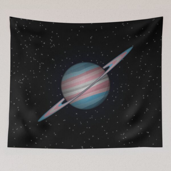 Item preview, Planet and Rings in Transgender Pride Flag Colors designed and sold by LiveLoudGraphic.