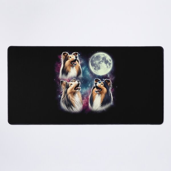 Item preview, Three Shetland Sheepdogs Howling at Moon Funny Weird Cursed Meme designed and sold by Kimberley King Art King Art.