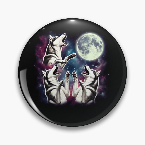 Item preview, Three Siberian Huskies Howling at Moon Funny Weird Cursed Meme designed and sold by Kimberley King Art  King Art.