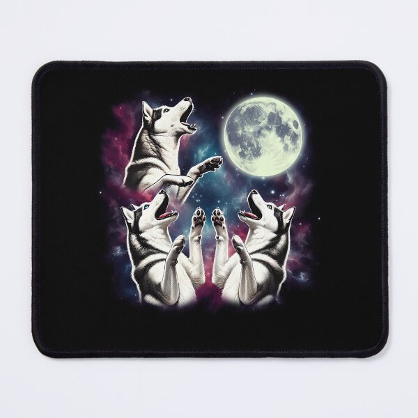 Item preview, Three Siberian Huskies Howling at Moon Funny Weird Cursed Meme designed and sold by Kimberley King Art  King Art.