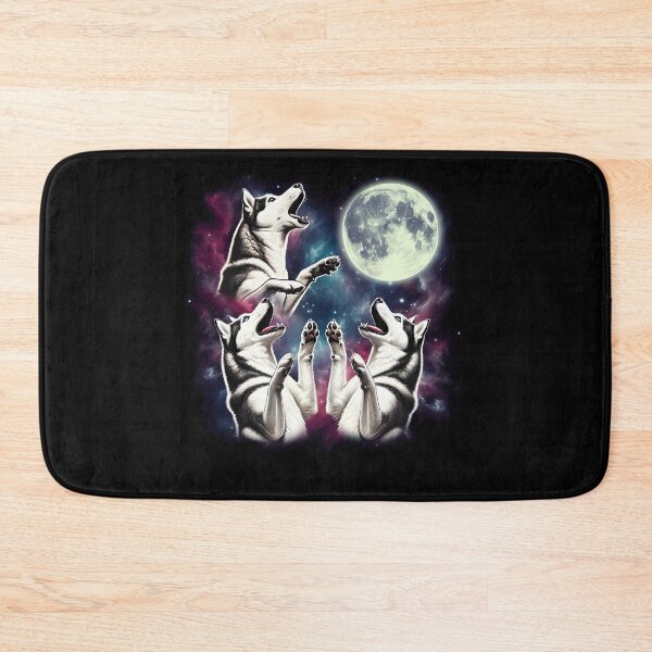 Item preview, Three Siberian Huskies Howling at Moon Funny Weird Cursed Meme designed and sold by Kimberley King Art  King Art.
