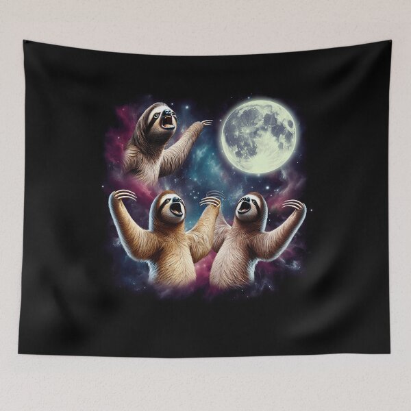 Item preview, Three Sloths Howling at Moon Funny Weird Cursed Meme designed and sold by Kimberley King Art  King Art.