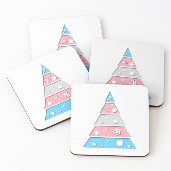 Item preview, Minimalist Christmas Tree in Transgender Pride Flag Colors designed and sold by LiveLoudGraphic.