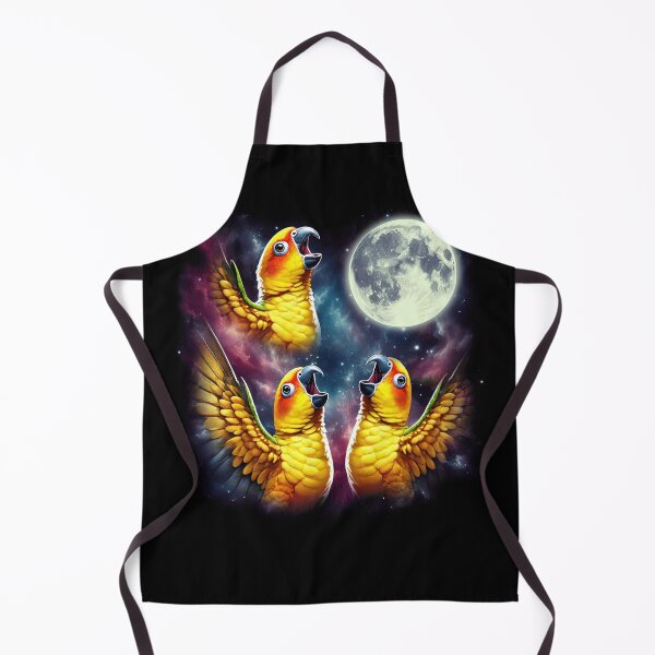 Item preview, Three Sun Conures Howling at Moon Funny Weird Cursed Meme Parrot Lover designed and sold by Kimberley King Art  King Art.