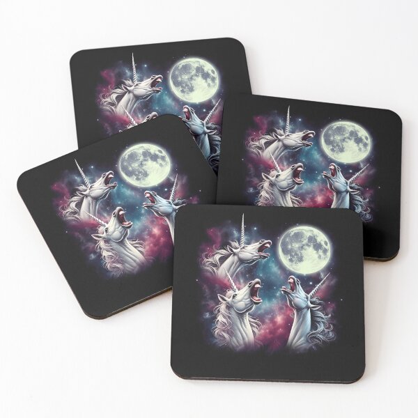 Item preview, Three Unicorns Howling at Moon Funny Weird Cursed Meme designed and sold by Kimberley King Art  King Art.