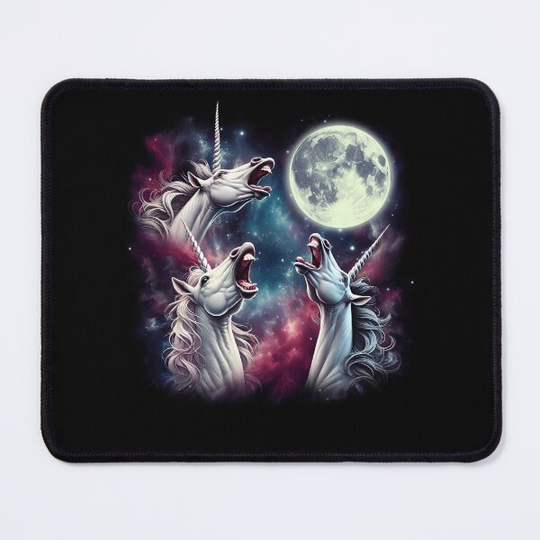 Item preview, Three Unicorns Howling at Moon Funny Weird Cursed Meme designed and sold by Kimberley King Art King Art.