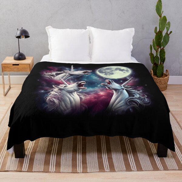 Item preview, Three Unicorns Howling at Moon Funny Weird Cursed Meme designed and sold by Kimberley King Art  King Art.