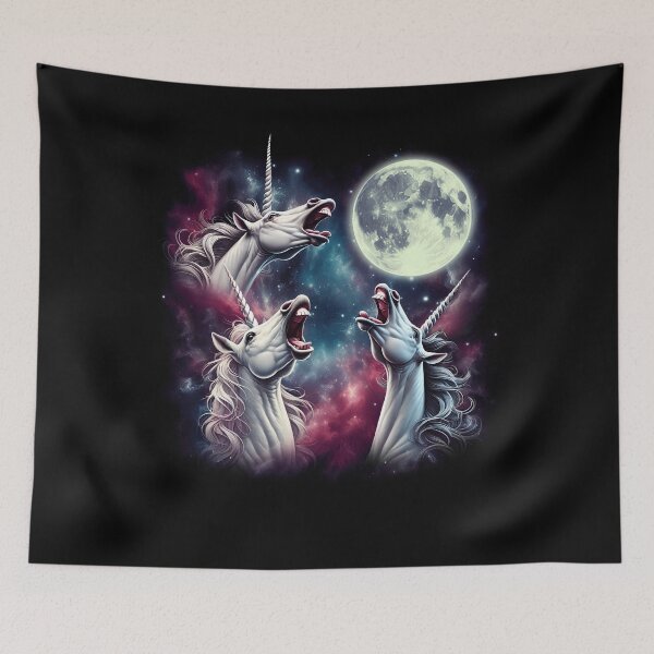 Item preview, Three Unicorns Howling at Moon Funny Weird Cursed Meme designed and sold by Kimberley King Art  King Art.