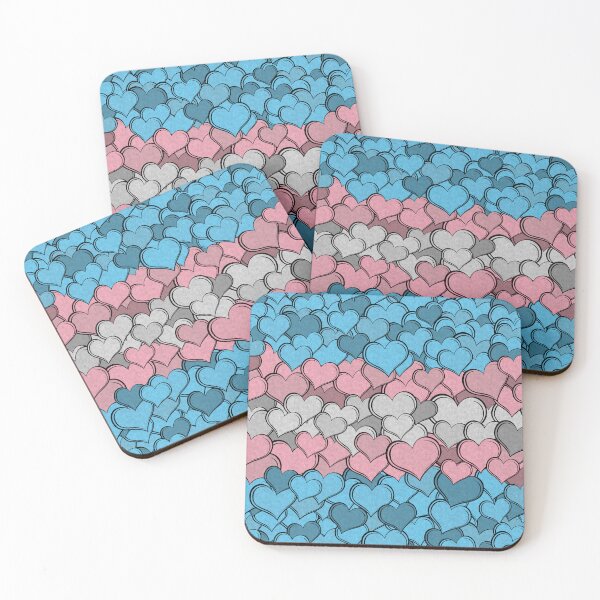 Item preview, Overlapping Hearts in Transgender Pride Flag Colors designed and sold by LiveLoudGraphic.