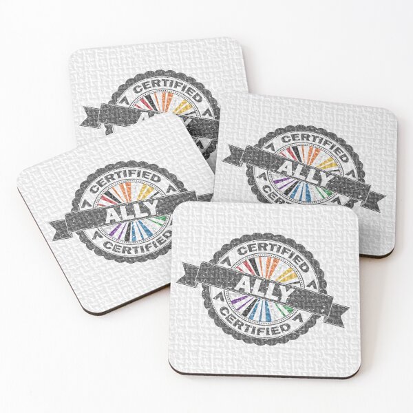Item preview, Certified LGBT Ally Pride Seal of Approval with Pride Flag Background designed and sold by LiveLoudGraphic.