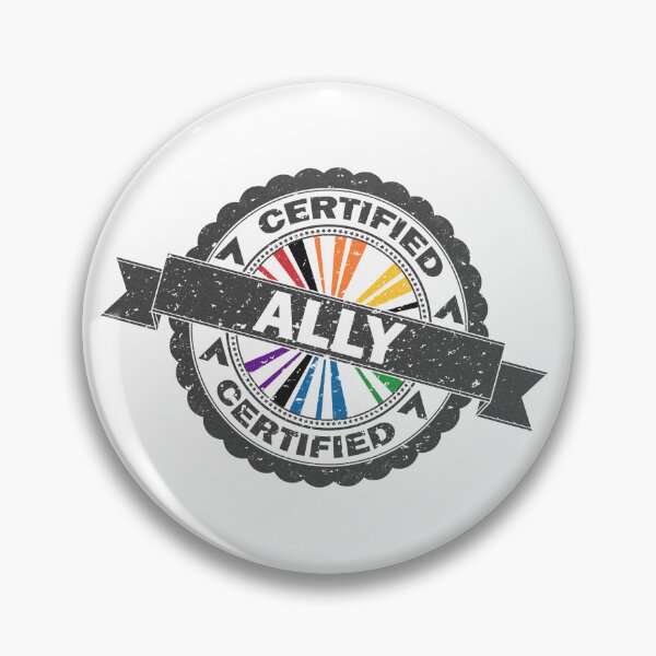 Item preview, Certified LGBT Ally Pride Seal of Approval with Pride Flag Background designed and sold by LiveLoudGraphic.
