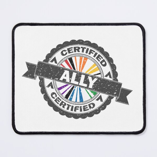 Item preview, Certified LGBT Ally Pride Seal of Approval with Pride Flag Background designed and sold by LiveLoudGraphic.