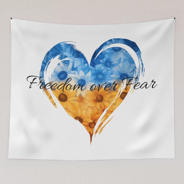 Item preview, Freedom Over Fear Sunflower Heart for Ukraine designed and sold by Boddicca.