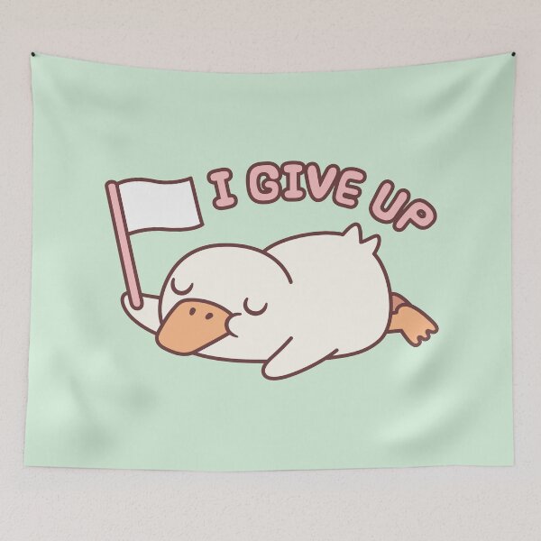 Item preview, Cute Ducky Waving White Flag I Give Up Funny designed and sold by rustydoodle.