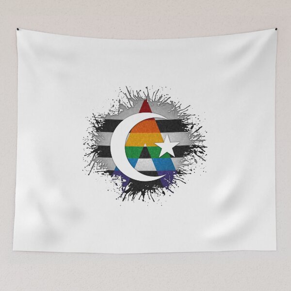 Item preview, Paint Splatter LGBT Ally Pride Flag Star and Crescent Symbol designed and sold by LiveLoudGraphic.