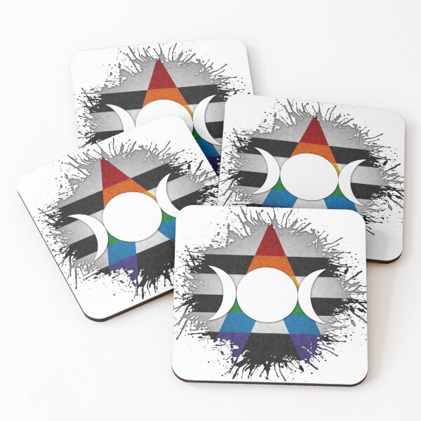 Item preview, Paint Splatter LGBT Ally Pride Flag Triple Goddess Moon Symbol designed and sold by LiveLoudGraphic.