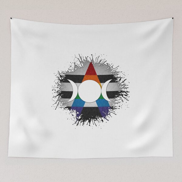 Item preview, Paint Splatter LGBT Ally Pride Flag Triple Goddess Moon Symbol designed and sold by LiveLoudGraphic.