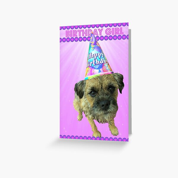 Border Terrier Birthday Girl Card Pink Greeting Card