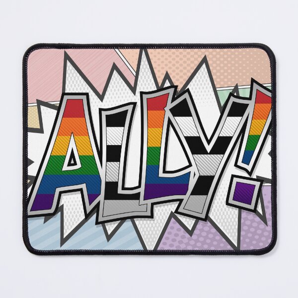 Item preview, Halftone Ally Pride Typography with Flag Background designed and sold by LiveLoudGraphic.