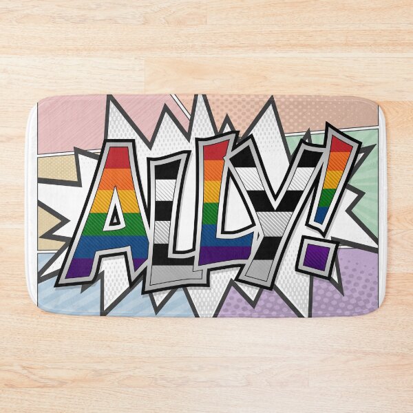 Item preview, Halftone Ally Pride Typography with Flag Background designed and sold by LiveLoudGraphic.
