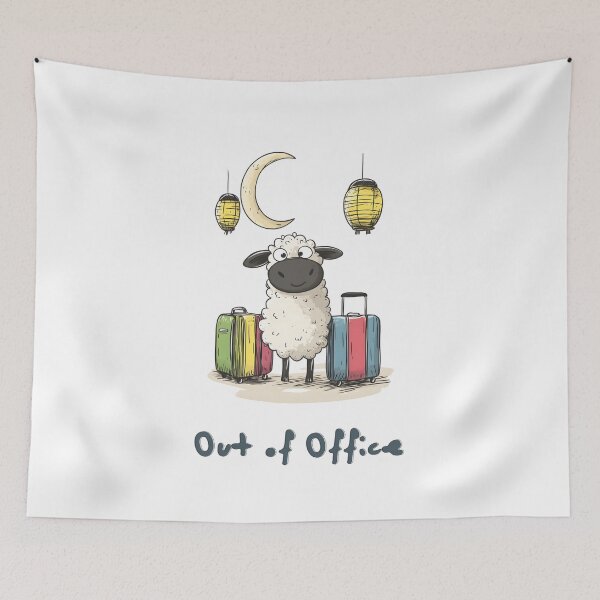 Item preview, Playful Cute Eid Sheep on Sabbatical | Out of Office Baaah! Funny Holiday Meme designed and sold by FUNqoosh.