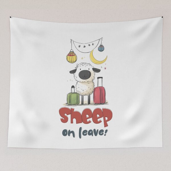 Item preview, Eid Sheep on Leave | Fully Packed & Baaah-ck Later! Funny Meme Digital AI Art designed and sold by FUNqoosh.