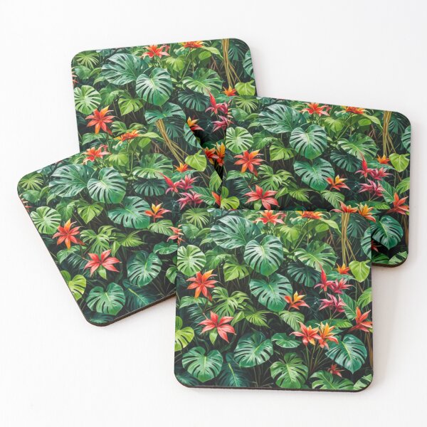 Item preview, Monstera With Bromeliad Guzmania Flower - Aesthetic Tropical Plants Foliage - Greenery - Fresh Dense Plants - Vegetation After Rain designed and sold by MyArt23.