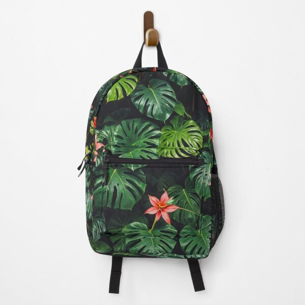 Item preview, Monstera With Bromeliad Guzmania Flower - Aesthetic Tropical Plants Foliage - Greenery - Fresh Dense Plants - Vegetation After Rain designed and sold by MyArt23.