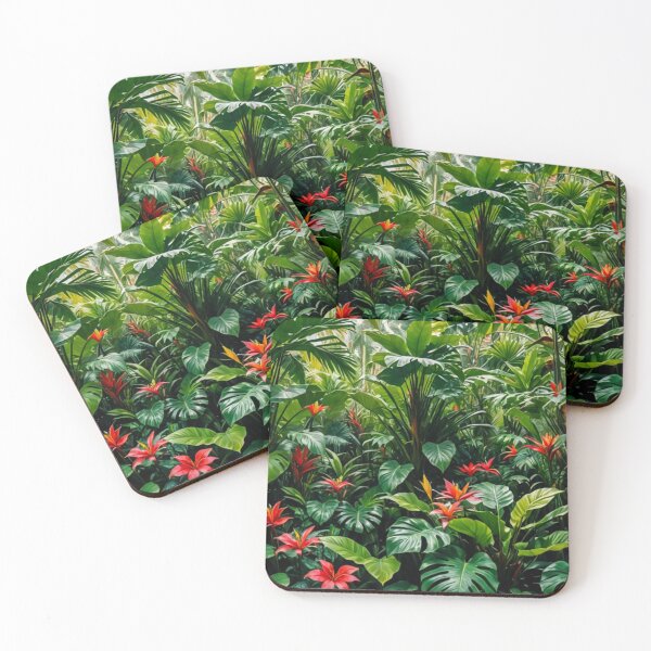 Item preview, Monstera With Bromeliad Guzmania Flower - Aesthetic Tropical Plants Foliage - Greenery - Fresh Dense Plants - Vegetation After Rain designed and sold by MyArt23.