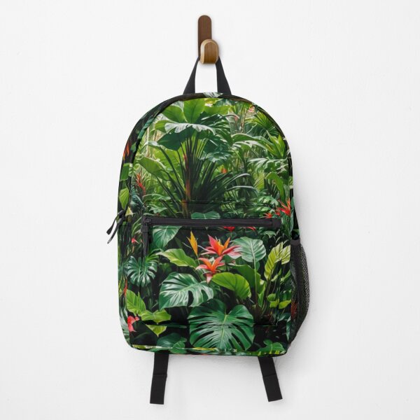 Item preview, Monstera With Bromeliad Guzmania Flower - Aesthetic Tropical Plants Foliage - Greenery - Fresh Dense Plants - Vegetation After Rain designed and sold by MyArt23.