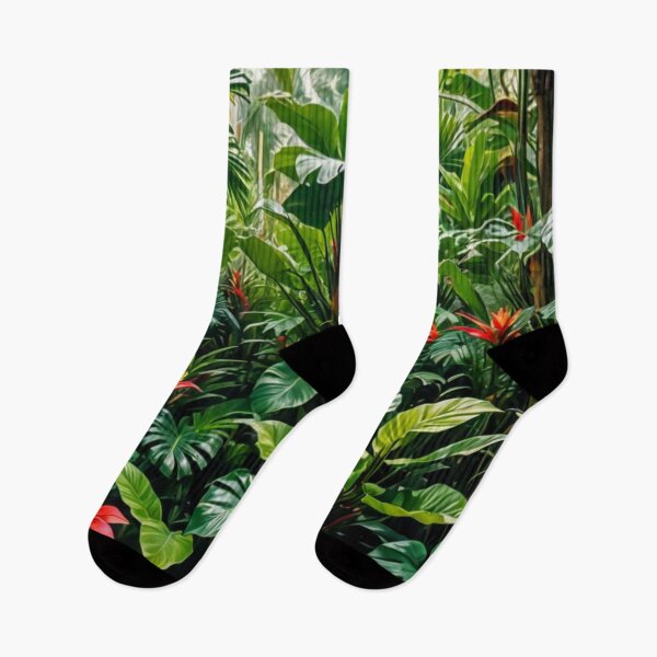 Item preview, Monstera With Bromeliad Guzmania Flower - Aesthetic Tropical Plants Foliage - Greenery - Fresh Dense Plants - Vegetation After Rain designed and sold by MyArt23.