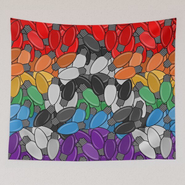 Item preview, Overlapping Christmas Lights in LGBT Ally Pride Flag Colors designed and sold by LiveLoudGraphic.