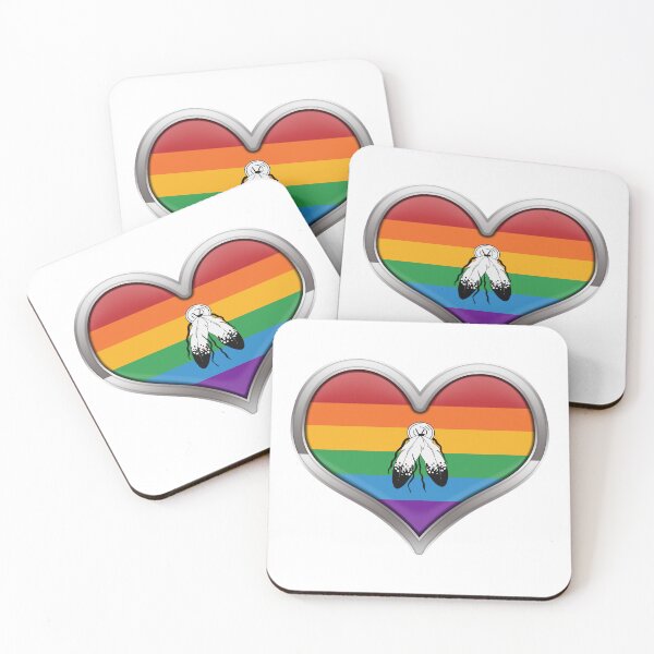 Item preview, Large Two-Spirited Pride Flag Colored Heart with Chrome Frame. designed and sold by LiveLoudGraphic.