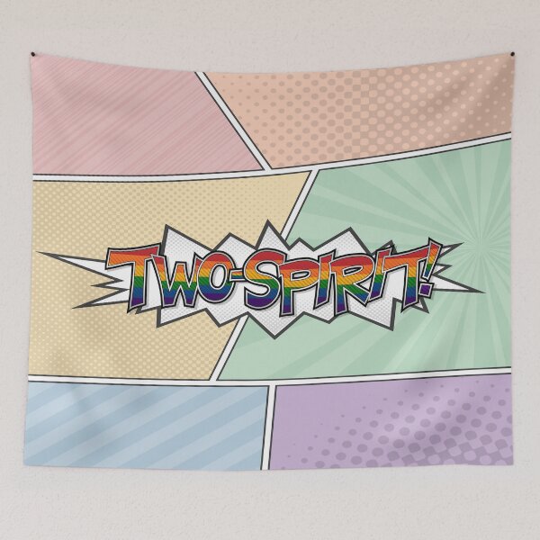 Item preview, Halftone Two-Spirited Pride Typography with Flag Background designed and sold by LiveLoudGraphic.