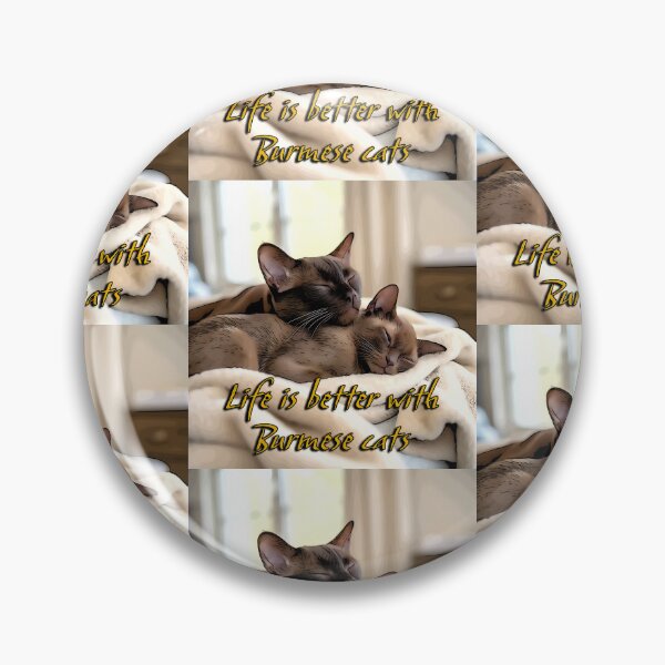 Item preview, Life Is Better with Burmese Cats – Sweet Cartoon Style Cuddling Cat Art designed and sold by Michael van der Hoorn.