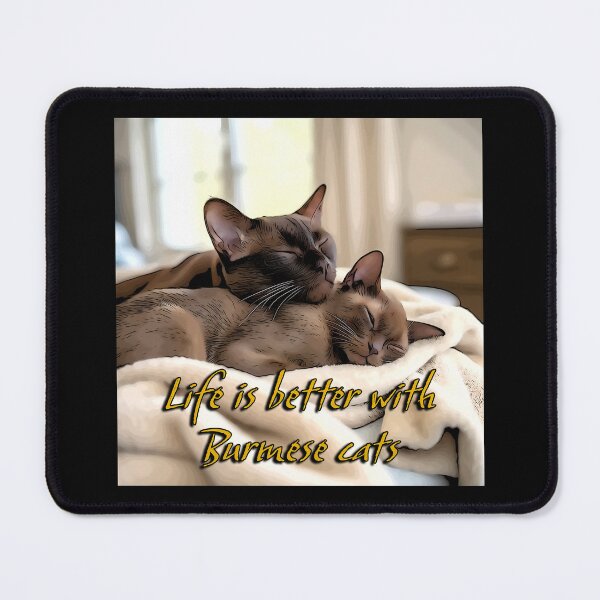 Item preview, Life Is Better with Burmese Cats – Sweet Cartoon Style Cuddling Cat Art designed and sold by Michael van der Hoorn.