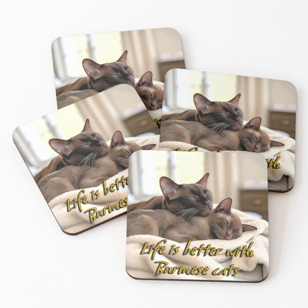 Item preview, Life Is Better with Burmese Cats – Sweet Cartoon Style Cuddling Cat Art designed and sold by Michael van der Hoorn.