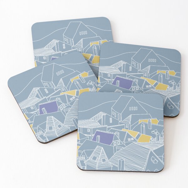 Item preview, Colorful Roofs – Minimal Line Cityscape designed and sold by dearjunie.