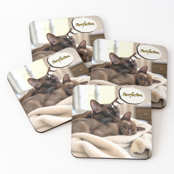 Item preview, Purrfection – Adorable Comic-Style Burmese Cats Cuddling Art designed and sold by Michael van der Hoorn.