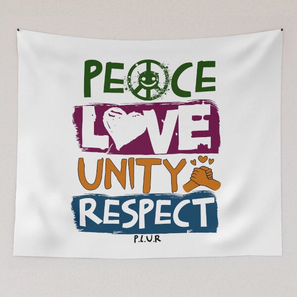 Item preview, PLUR  - Peace Love Unity Respect 2 (black/green) designed and sold by Discothreadz.