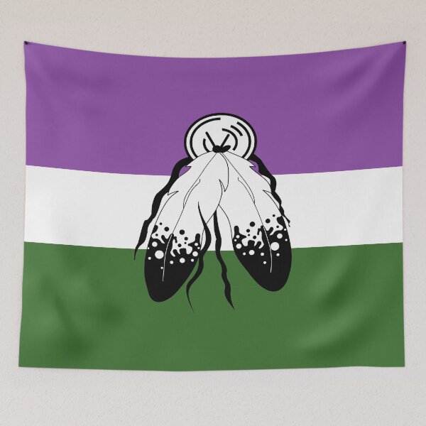 Item preview, Genderqueer Pride Flag Pattern with Two Spirited Feathers designed and sold by LiveLoudGraphic.