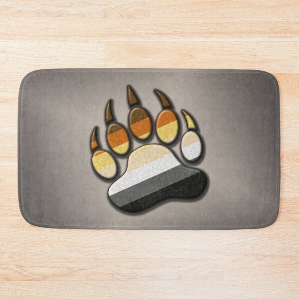 Gay Bear Pride Flag Colored Paw Symbol Bath Mat