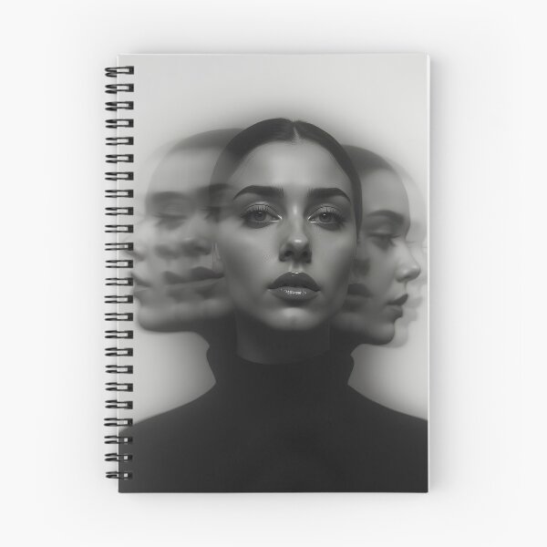 Item preview, Ethereal Illusions – A Surreal Black and White Portrait of a Woman with Multiple Overlapping Faces designed and sold by Nickyayee.