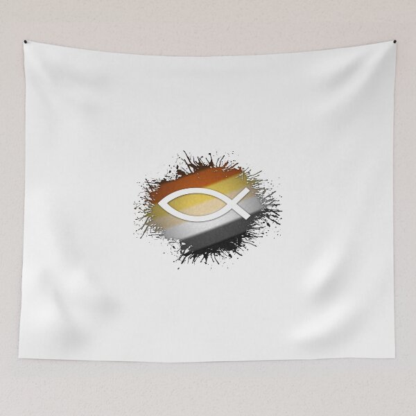 Item preview, Paint Splatter Gay Bear Pride Flag Fish Symbol designed and sold by LiveLoudGraphic.