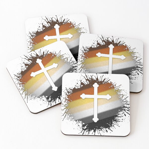 Item preview, Paint Splatter Gay Bear Pride Flag Cross Symbol designed and sold by LiveLoudGraphic.