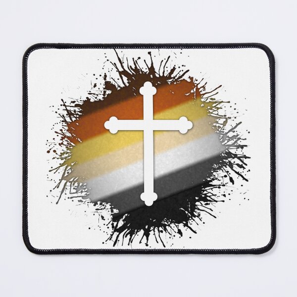 Item preview, Paint Splatter Gay Bear Pride Flag Cross Symbol designed and sold by LiveLoudGraphic.