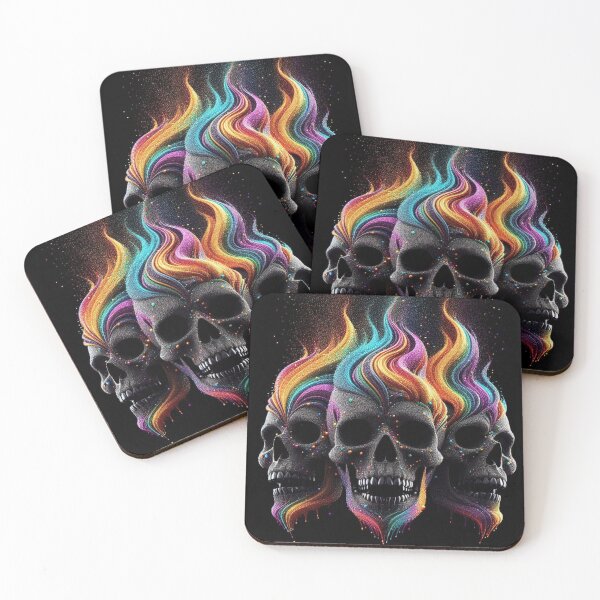 Item preview, 3 Rainbow Punk Skulls designed and sold by Ghostface2025.