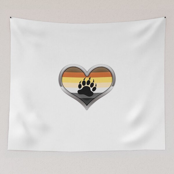 Item preview, Large Gay Bear Pride Flag Colored Heart with Chrome Frame designed and sold by LiveLoudGraphic.