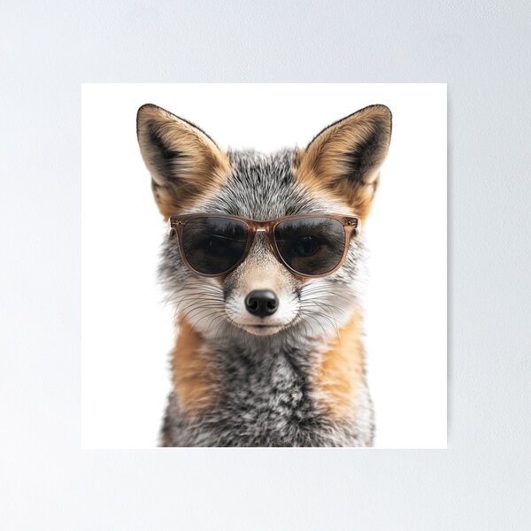 Item preview, Funny cool Gray Fox wearing sunglasses designed and sold by LazyOwlStore.
